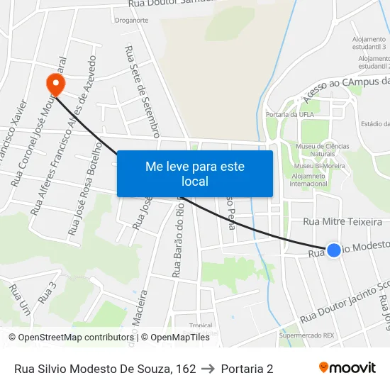Rua Silvio Modesto De Souza, 162 to Portaria 2 map