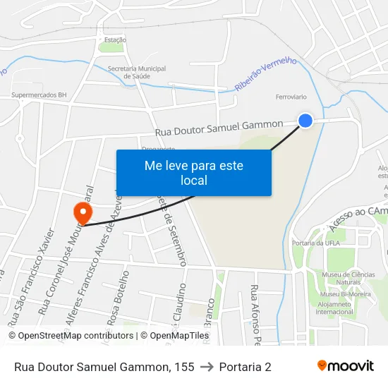 Rua Doutor Samuel Gammon, 155 to Portaria 2 map