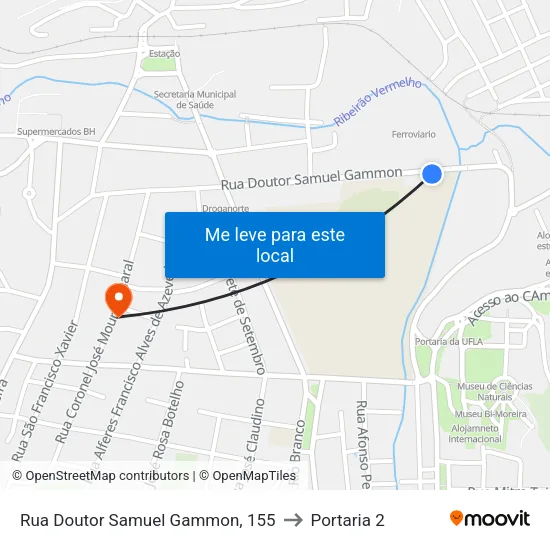 Rua Doutor Samuel Gammon, 155 to Portaria 2 map