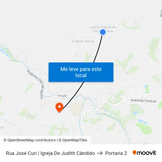 Rua José Curi | Igreja De Judith Cândido to Portaria 2 map