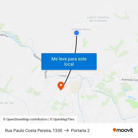 Rua Paulo Costa Pereira, 1330 to Portaria 2 map