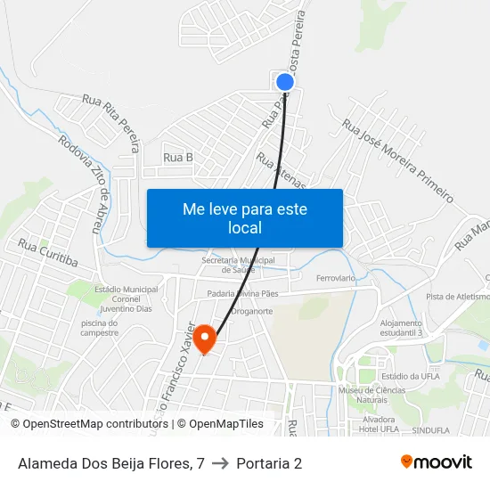 Alameda Dos Beija Flores, 7 to Portaria 2 map