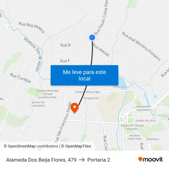 Alameda Dos Beija Flores, 479 to Portaria 2 map