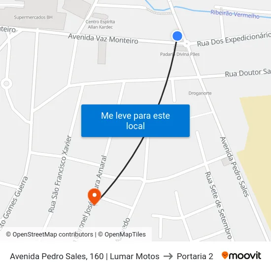 Avenida Pedro Sales, 160 | Lumar Motos to Portaria 2 map
