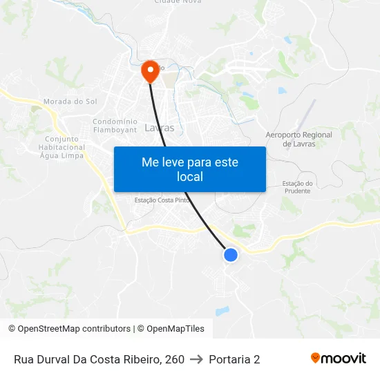 Rua Durval Da Costa Ribeiro, 260 to Portaria 2 map
