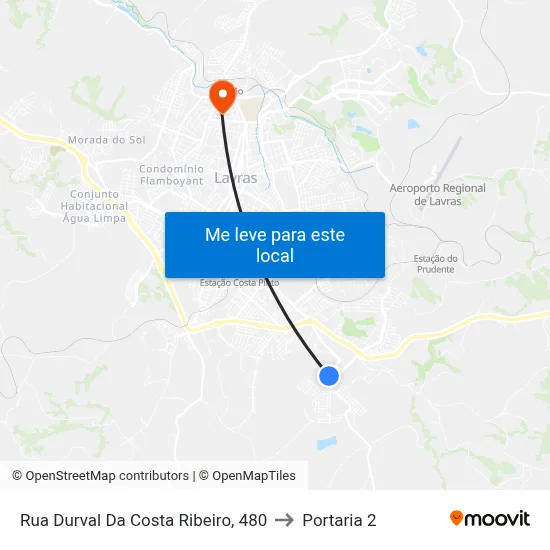 Rua Durval Da Costa Ribeiro, 480 to Portaria 2 map