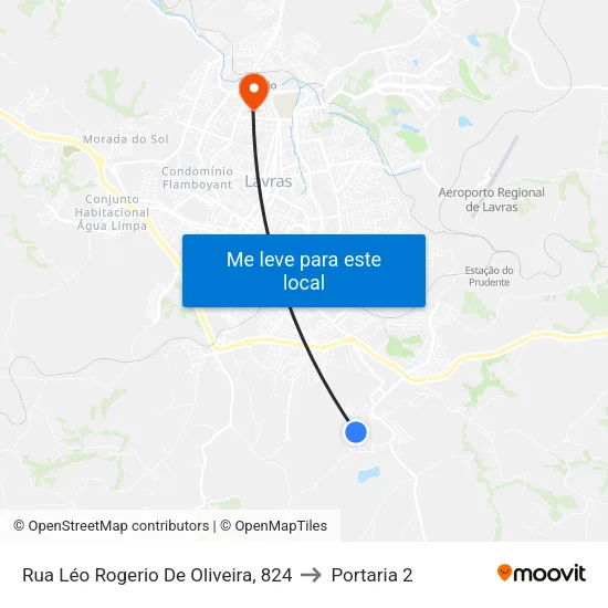 Rua Léo Rogerio De Oliveira, 824 to Portaria 2 map
