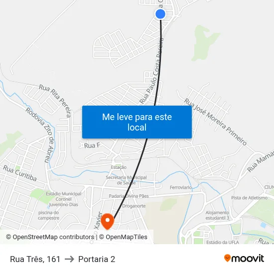 Rua Três, 161 to Portaria 2 map