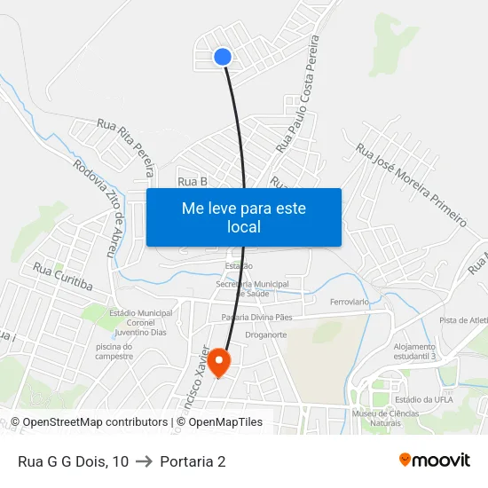 Rua G G Dois, 10 to Portaria 2 map