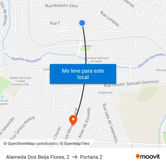 Alameda Dos Beija Flores, 2 to Portaria 2 map