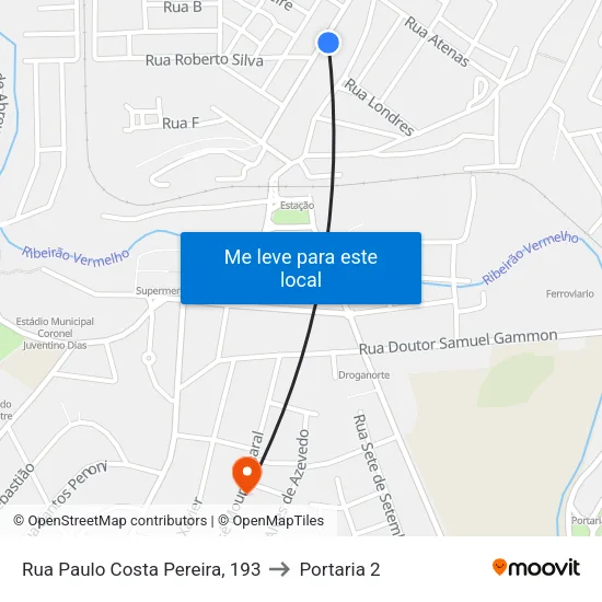 Rua Paulo Costa Pereira, 193 to Portaria 2 map