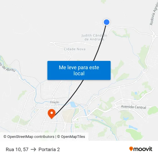 Rua 10, 57 to Portaria 2 map