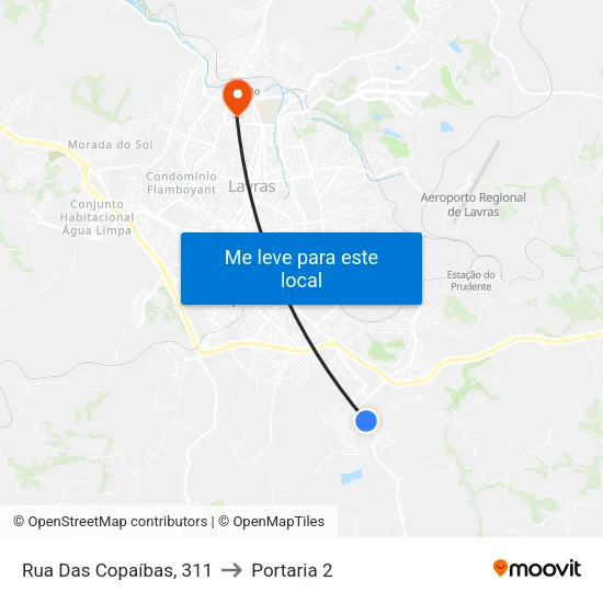 Rua Das Copaíbas, 311 to Portaria 2 map