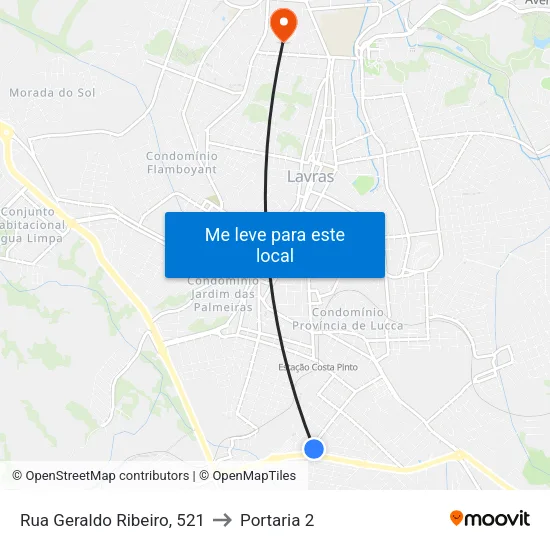 Rua Geraldo Ribeiro, 521 to Portaria 2 map
