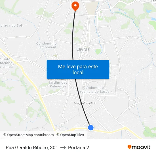 Rua Geraldo Ribeiro, 301 to Portaria 2 map