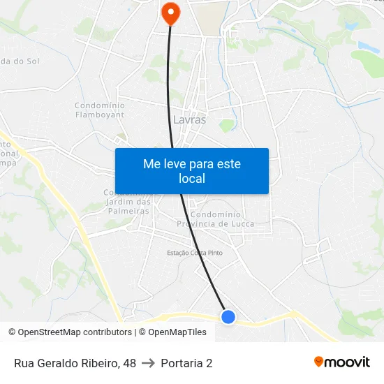 Rua Geraldo Ribeiro, 48 to Portaria 2 map