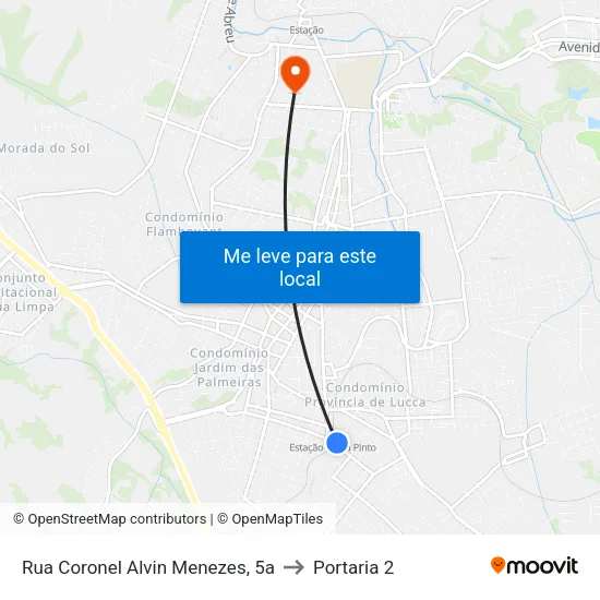 Rua Coronel Alvin Menezes, 5a to Portaria 2 map