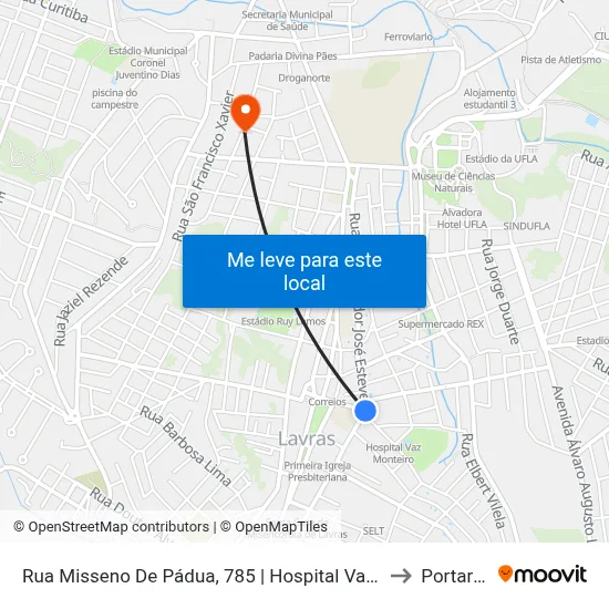 Rua Misseno De Pádua, 785 | Hospital Vaz Monteiro to Portaria 2 map