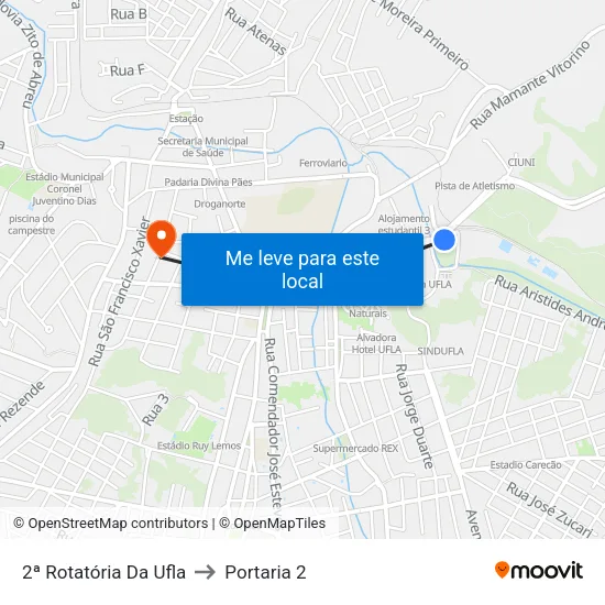 2ª Rotatória Da Ufla to Portaria 2 map