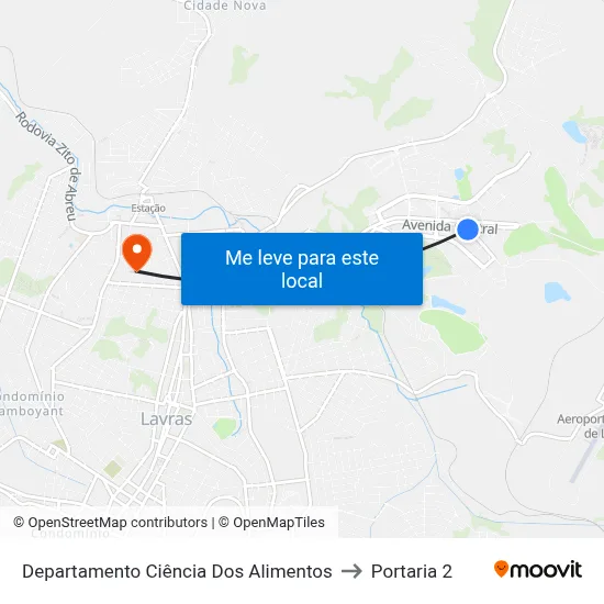 Departamento Ciência Dos Alimentos to Portaria 2 map