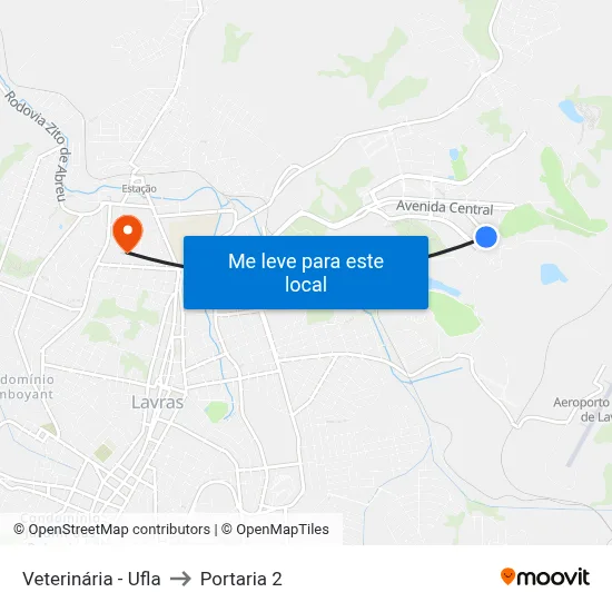 Veterinária - Ufla to Portaria 2 map