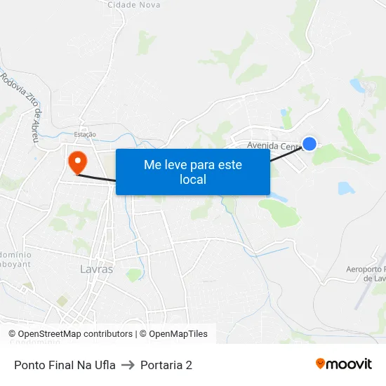 Ponto Final Na Ufla to Portaria 2 map
