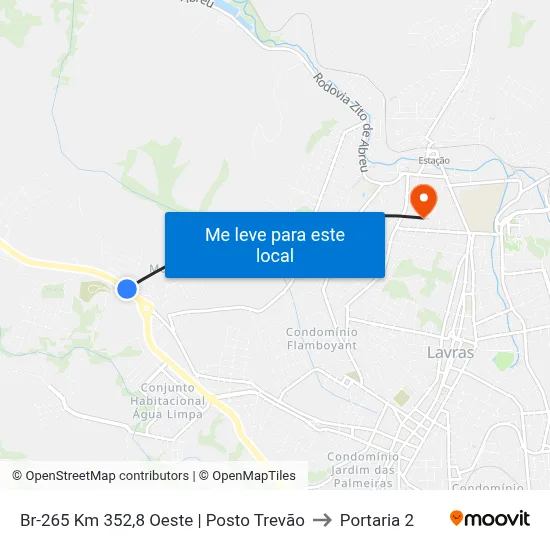 Br-265 Km 352,8 Oeste | Posto Trevão to Portaria 2 map