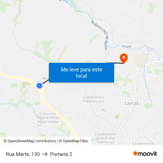 Rua Marte, 130 to Portaria 2 map