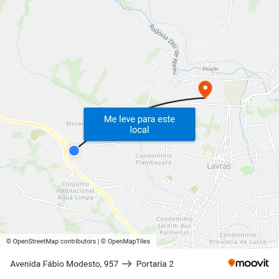 Avenida Fábio Modesto, 957 to Portaria 2 map