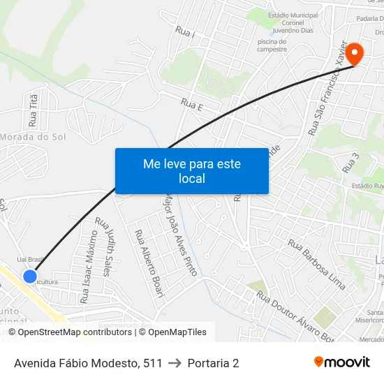 Avenida Fábio Modesto, 511 to Portaria 2 map