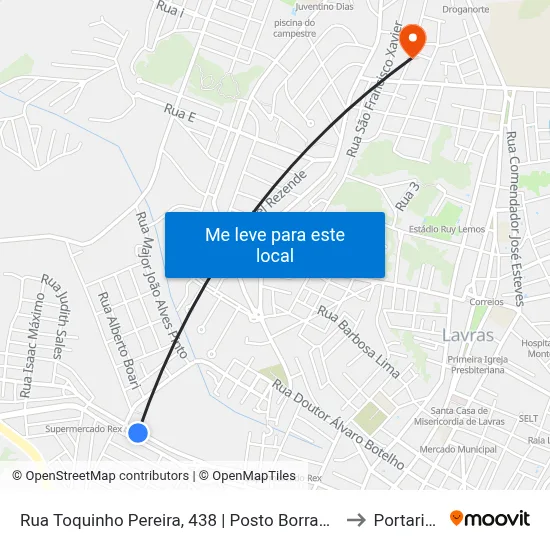 Rua Toquinho Pereira, 438 | Posto Borracheiro to Portaria 2 map
