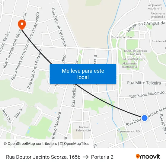 Rua Doutor Jacinto Scorza, 165b to Portaria 2 map