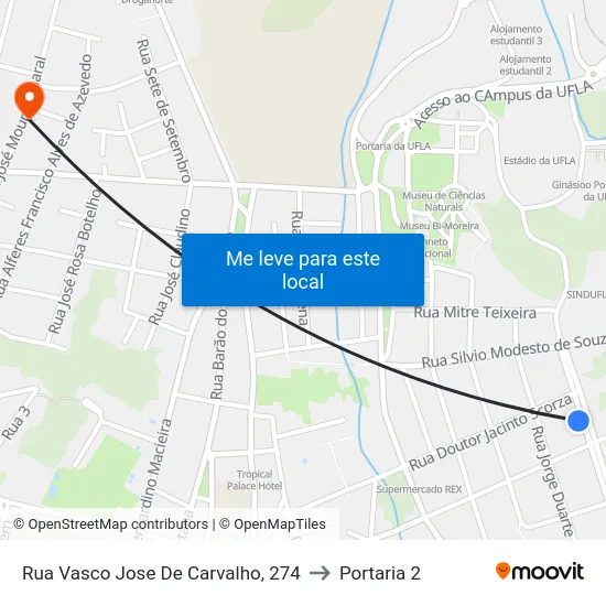 Rua Vasco Jose De Carvalho, 274 to Portaria 2 map