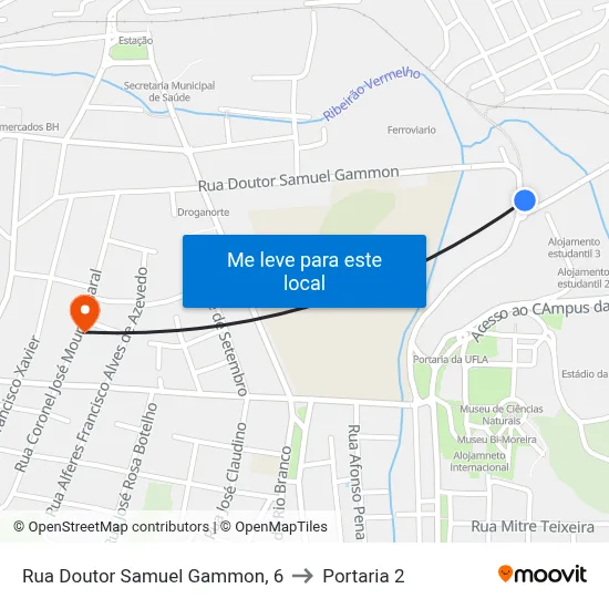 Rua Doutor Samuel Gammon, 6 to Portaria 2 map