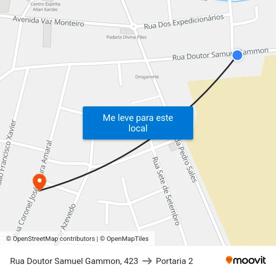 Rua Doutor Samuel Gammon, 423 to Portaria 2 map