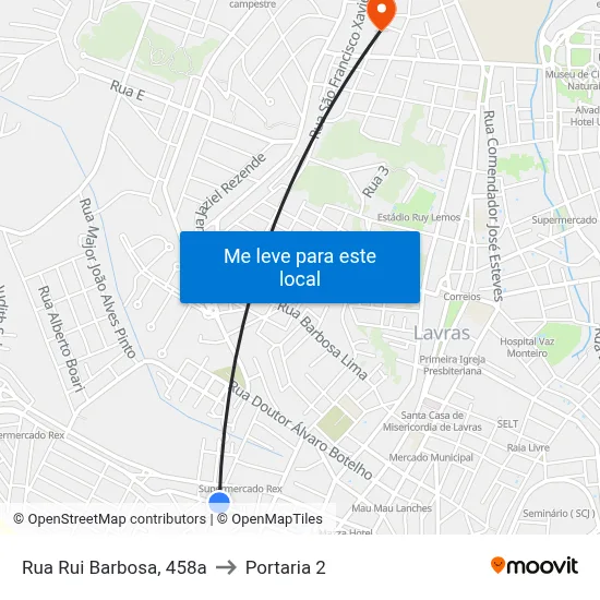 Rua Rui Barbosa, 458a to Portaria 2 map