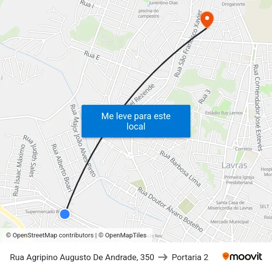 Rua Agripino Augusto De Andrade, 350 to Portaria 2 map