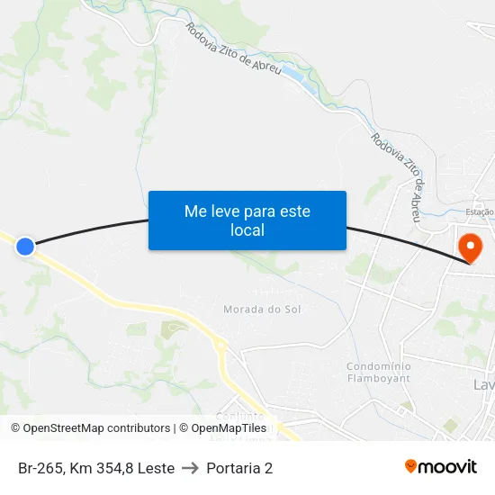 Br-265, Km 354,8 Leste to Portaria 2 map