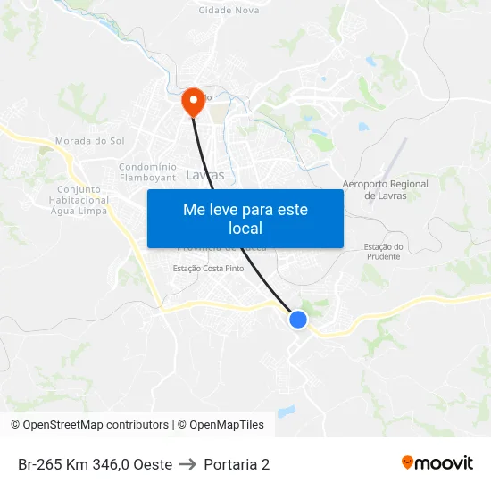 Br-265 Km 346,0 Oeste to Portaria 2 map