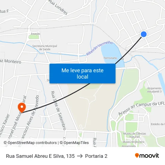 Rua Samuel Abreu E Silva, 135 to Portaria 2 map