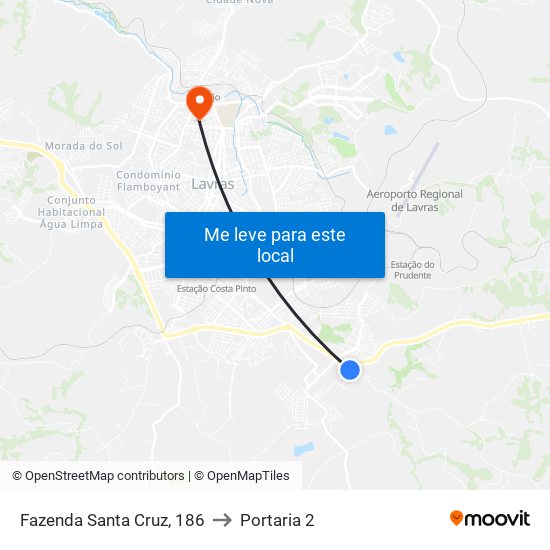 Fazenda Santa Cruz, 186 to Portaria 2 map