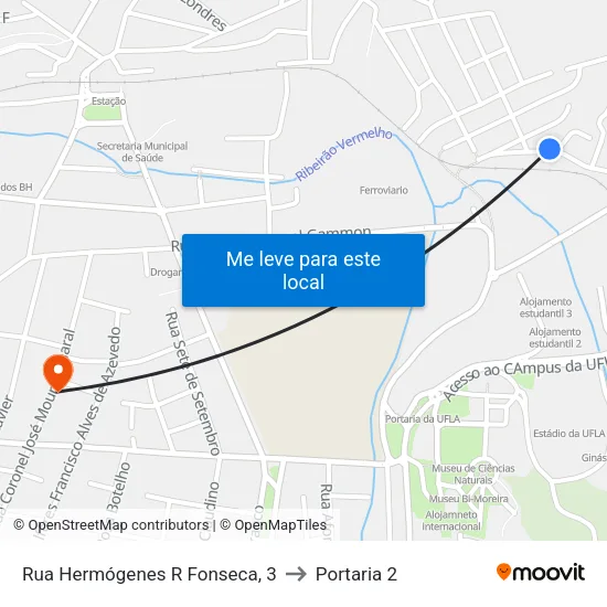 Rua Hermógenes R Fonseca, 3 to Portaria 2 map