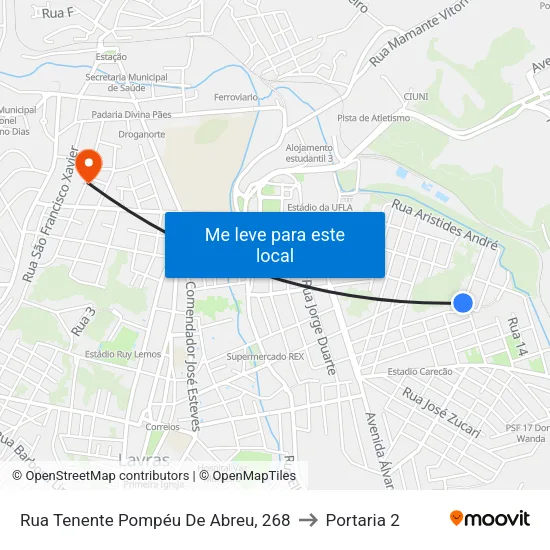 Rua Tenente Pompéu De Abreu, 268 to Portaria 2 map