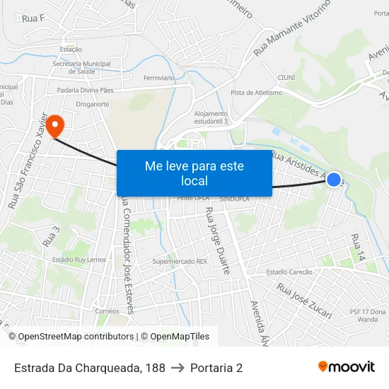 Estrada Da Charqueada, 188 to Portaria 2 map