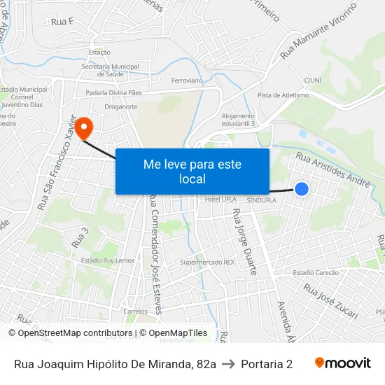 Rua Joaquim Hipólito De Miranda, 82a to Portaria 2 map