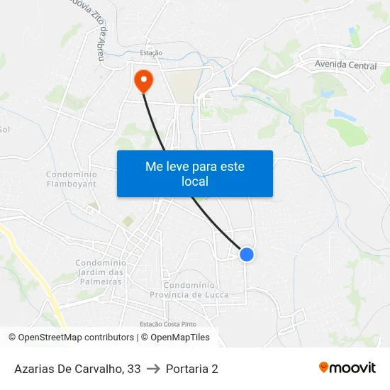 Azarias De Carvalho, 33 to Portaria 2 map