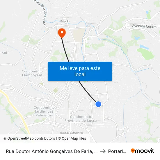 Rua Doutor Antônio Gonçalves De Faria, 137 to Portaria 2 map