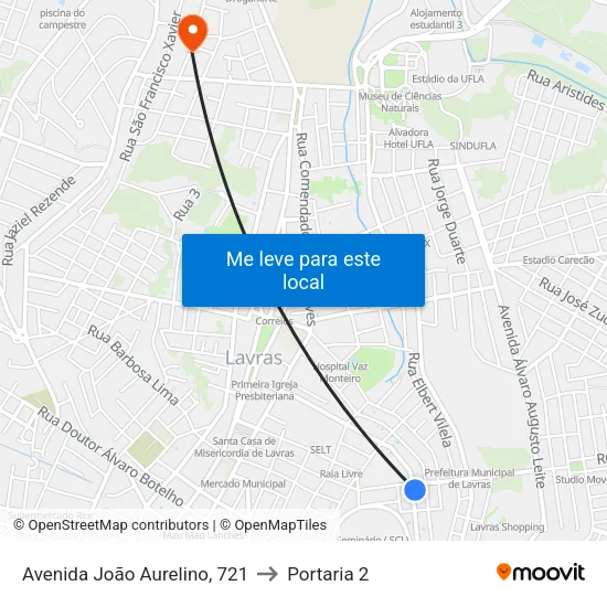 Avenida João Aurelino, 721 to Portaria 2 map