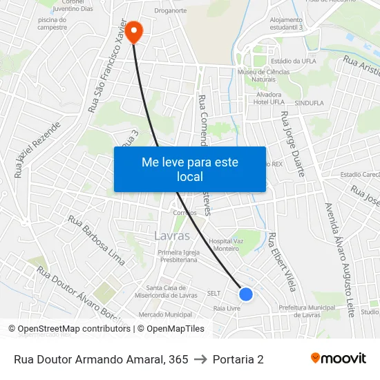 Rua Doutor Armando Amaral, 365 to Portaria 2 map