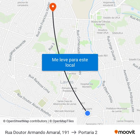 Rua Doutor Armando Amaral, 191 to Portaria 2 map